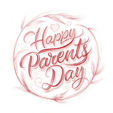 Happy Parent's Day, greeting text. Flat logo vector template hand lettering of global Parents Day vector. Greeting card, banner, sticker, stamp, logo or poster for parents day. illustration isolated 