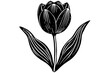 © Md - Elegant black and white tulip vector illustration, a seamless floral pattern for spring designs