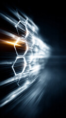 Poster - Futuristic high-tech background with sleek lines and glowing elements, symbolizing innovation, digital progress, and technology advancement. Perfect for tech events and presentations. Caption space in