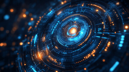 Poster - Futuristic high-tech background with sleek lines and glowing elements, symbolizing innovation, digital progress, and technology advancement. Perfect for tech events and presentations. Caption space in