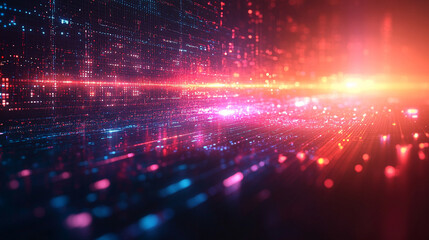 Poster - Futuristic high-tech background with sleek lines and glowing elements, symbolizing innovation, digital progress, and technology advancement. Perfect for tech events and presentations. Caption space in