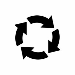 Aufkleber - This high-quality vector graphic features a solid black minimalist circular arrow loop icon with three thick arrows in a clockwise sequence, emphasizing rotation and fine details.