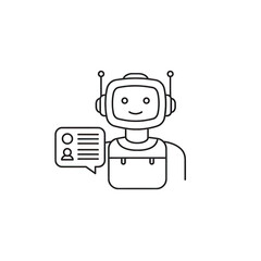 Poster - Friendly robot chatbot icon outline isolated on transparent background