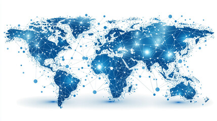 Poster - Low polyline earth network with connection points and lines, symbolizing global business, technology, and modern communication in a sleek flat vector style with space for caption.

