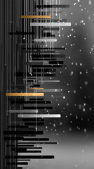 Poster - Abstract silver technology background with horizontal lines and blocks. Digital network design symbolizes data transfer, connectivity, and futuristic business concepts on a sleek dark silver gradient.