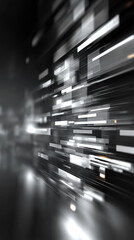 Poster - Abstract silver technology background with horizontal lines and blocks. Digital network design symbolizes data transfer, connectivity, and futuristic business concepts on a sleek dark silver gradient.