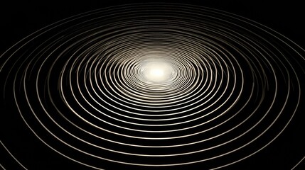 Poster - Concentric Circles Radiate Calmness and Tranquility in a Serene Black Background Environment