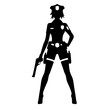 © bijay - Minimalist Female Police Cosplay Silhouette – Black SVG Clipart Icon