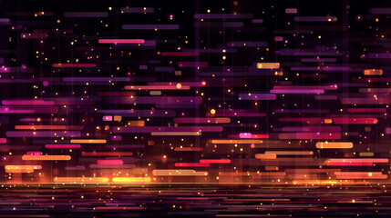 Poster - Purple technology background with horizontal lines and blocks. Abstract digital backdrop representing data transfer and network systems. Sleek design for business presentations and tech concepts.

