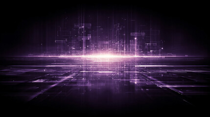Poster - Purple technology background with horizontal lines and blocks. Abstract digital backdrop representing data transfer and network systems. Sleek design for business presentations and tech concepts.

