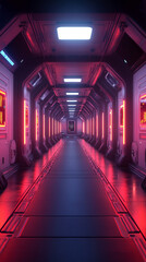 Poster - High-tech futuristic sci-fi textured background with glowing neon elements, intricate circuit patterns, and metallic surfaces. Dynamic cyberpunk vibe perfect for digital interfaces and tech designs.

