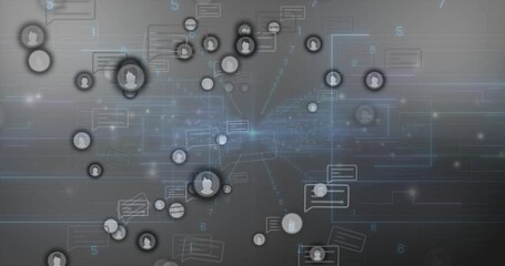 Poster - Upon avatars emerging, user icons drifting inward and swirling core, representing data flow