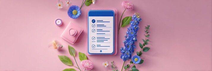 Poster - Wallet-sized Mental Health Checklist Card Mockup Designed for Personal Well-Being Management in Vibrant Settings