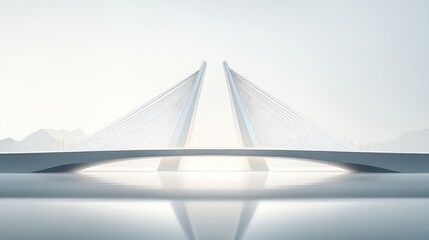 Wall Mural - modern bridge over water, empty space, cityscape background