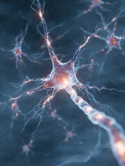 Aufkleber - Electric Sparks Between Nerve Synapses Showcase the Dynamic Communication of Neurons in a Vivid Biological Representation