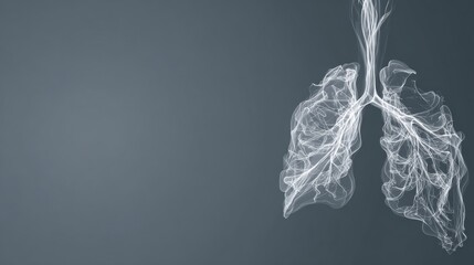 Poster - Minimalist X-Ray Style Background Featuring a Clean White Outline of Human Lungs Against a Smooth Dark Backdrop