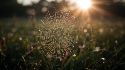 spider web with dew