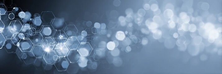 Aufkleber - Abstract Medical Background With Blue-Grey Tones Featuring Hexagonal Shapes and Soft Bokeh Effects Suitable for Health-Related Designs or Presentations