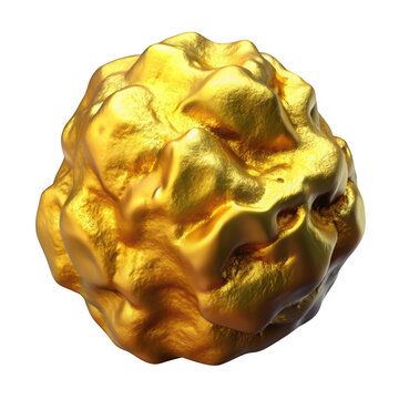 Abstract gold molten sphere 3d render