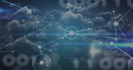 Poster - Circular node appearing triggers nodes connecting with glowing lines, illustrating network growth