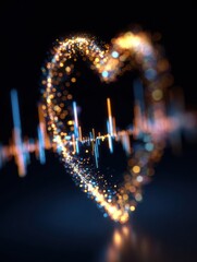 Poster - Glowing Heart With Vibrant Pulse Graph Radiates Energy in Open Space
