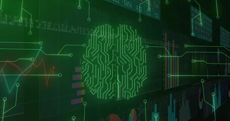 Poster - Green beam sweeping bars, particles merging into fingerprint circuit fragmenting for secure access