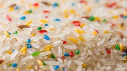 Poster - Colorful Grains of Rice Mixed with Microplastics in Gigapixel Quality