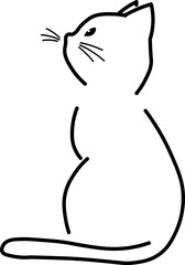 Poster - Cat silhouette black outline sitting feline simple line art minimalistic style side view elegant posture whiskers animal illustration calm mood