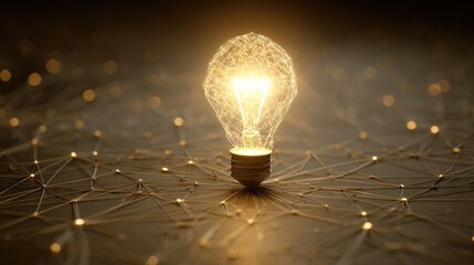 Poster - Bright lightbulb at center of concept web, illustrating innovation and idea building
