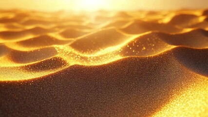 Poster - Golden Sands of the Desert: An artistic depiction of the sun-drenched dunes in the heart of the desert, shimmering with a warm, ethereal light that whispers of timelessness and raw beauty.