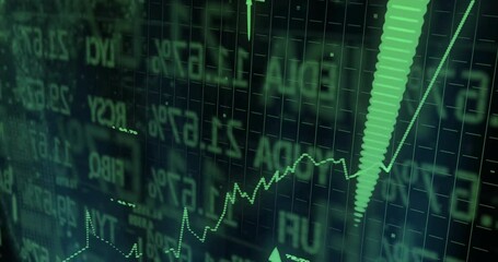 Poster - Thin green line appearing triggers chart line climbing and arrows rising to illustrate market surge