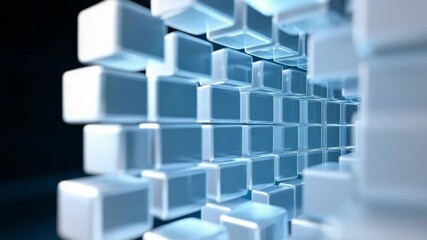 Aufkleber - Abstract Cubes: An artistic display of interconnected, luminous cubes, creating a visually captivating, futuristic composition.