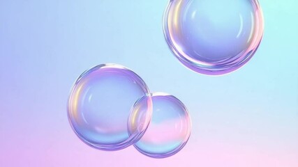 Aufkleber - Transparent Bubbles Floating: Capturing the elegance of light and liquid. A mesmerizing composition of clear, spherical bubbles suspended in an ethereal, gradient-colored space.
