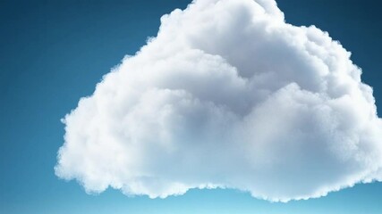 Poster - Cloudscape: A fluffy, isolated cloud floats gracefully in the clear, cerulean sky, representing a sense of calm and tranquility.