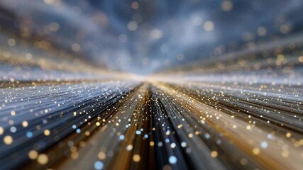 Aufkleber - Abstract Light Trails: Dynamic streaks of light converge towards a vanishing point, creating an abstract composition filled with energy and movement. The interplay of gold, grey.