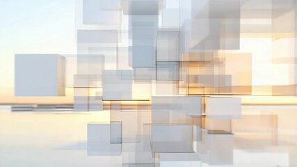 Aufkleber - Geometric Elegance: An abstract composition of translucent cubes floats weightlessly, reflecting in a seamless plane. This evokes a sense of futuristic sophistication.