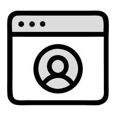 Leinwandbilder - Simple Outline Profile Window Interface Icon Illustration with Gray Fill