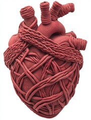Poster - Clay Sculpture of a Nervous System Intricately Wrapped Around a Heart Symbol Displaying Connection and Creativity in Art
