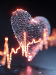 Poster - Glowing Heart With Dynamic Pulse Graph Highlighting Energy and Vitality in an Abstract Design