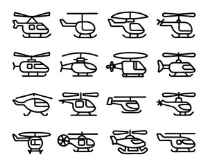 Poster - Helicopter landing pad icon flat thin line design isolated on transparent background