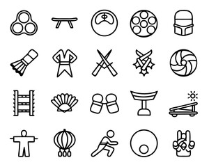 Poster - Thin line karate icon set isolated on transparent background