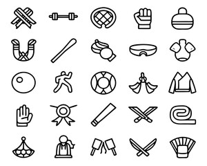 Poster - Karate thin line art icon set isolated on transparent background