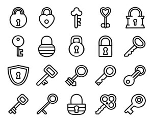 Poster - Thin line key factor icon set isolated on transparent background