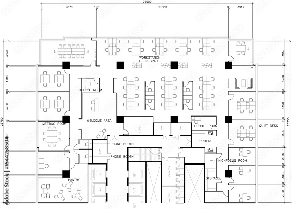 Furniture layout plan, office layout, AutoCAD office, conference room ...