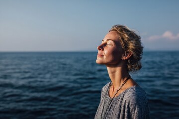 Aufkleber - Engaging in a 7-day Mental Clarity Challenge by the Ocean at Sunset