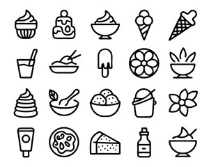 Poster - Vanilla line art icon set single icon isolated on transparent background