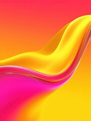 Poster - Bright Yellow and Pink Gradients Flow Freely in an Abstract Wave Design, Creating a Harmonious Blend of Colors and Dynamic Movement