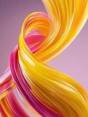 Aufkleber - Vibrant Flow of Yellow and Pink Gradients Creates an Abstract Wave in a Smooth Swirl Against a Soft Background