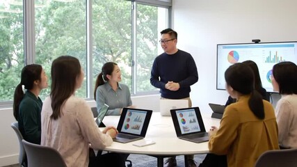 Poster - Business Team Meeting Presentation in Modern Office