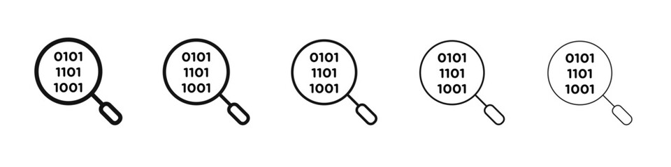 Binary code icon black and white vector sign